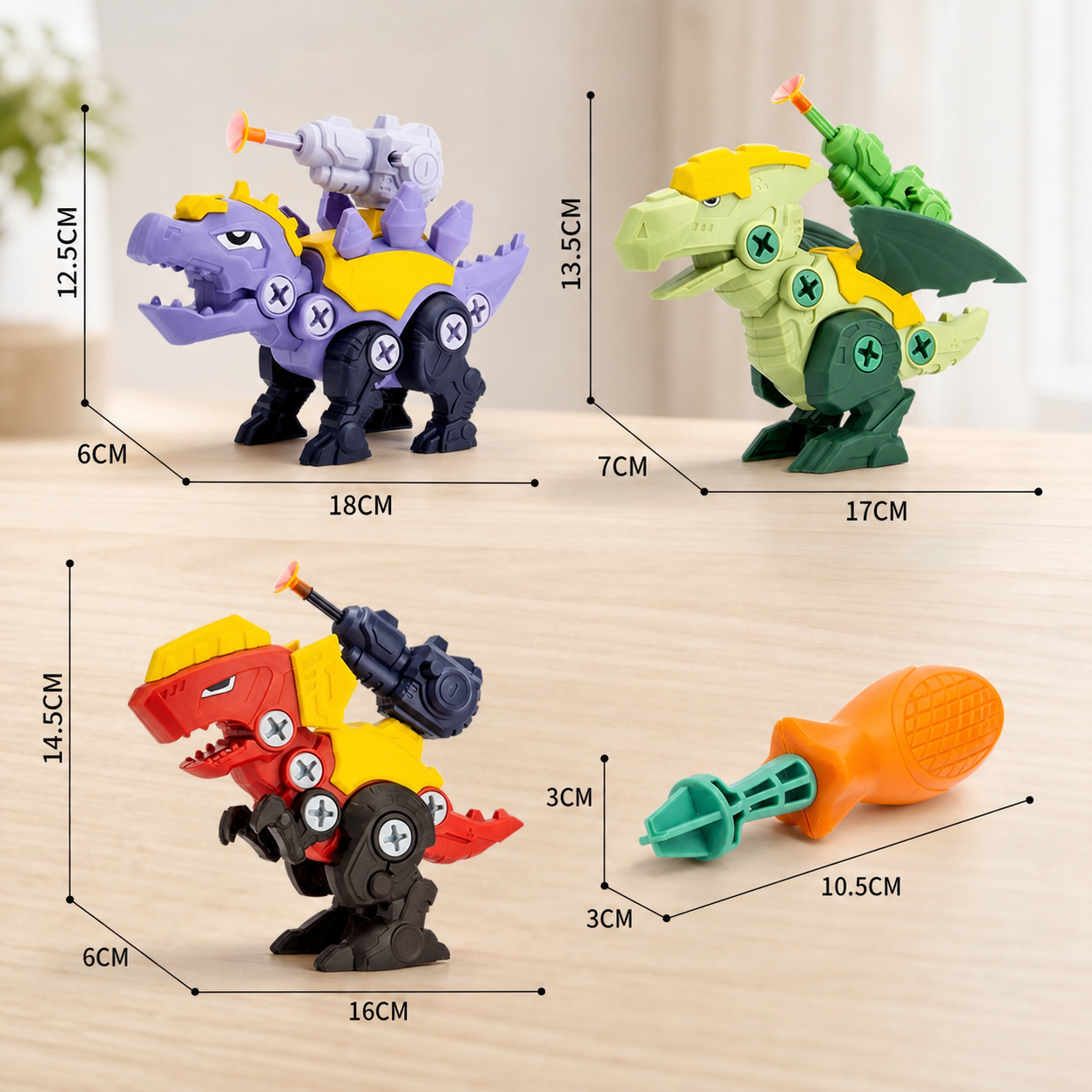 Dinosaur Screw Set with Suction Cup Cannon