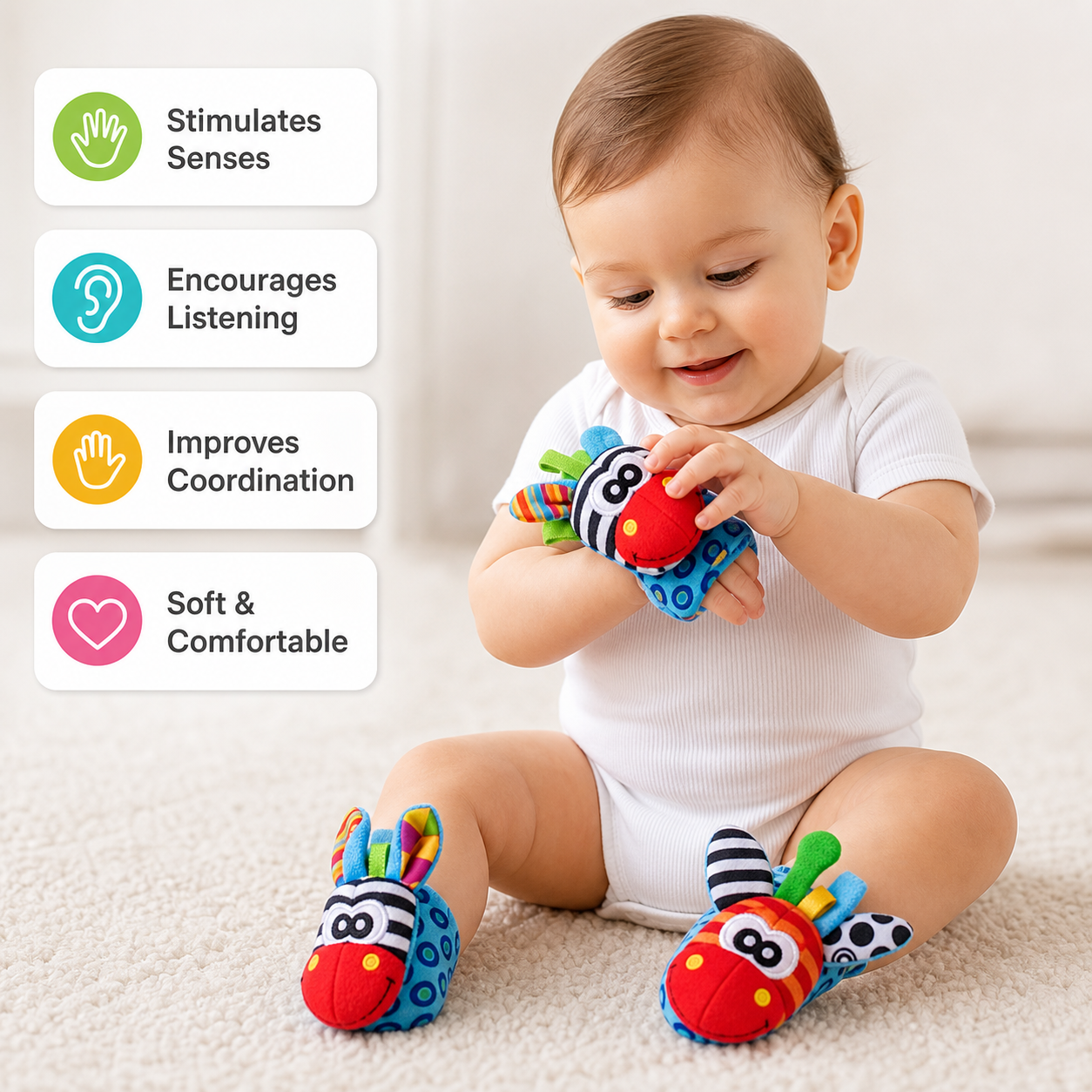 Sensory Baby Plush Socks and Wristband