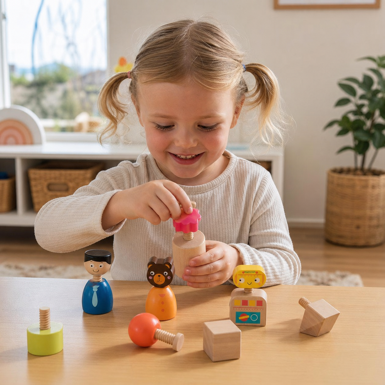 Montessori Screw Figures Game Made of Wood