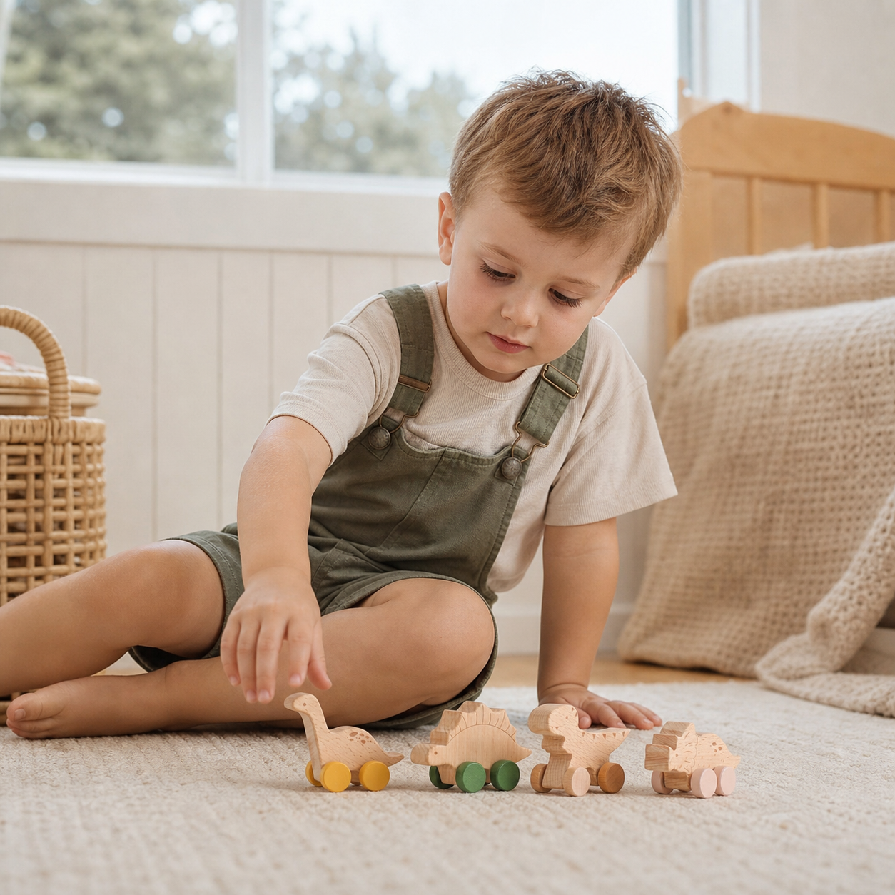 Montessori Wooden Train in Pastel Colors