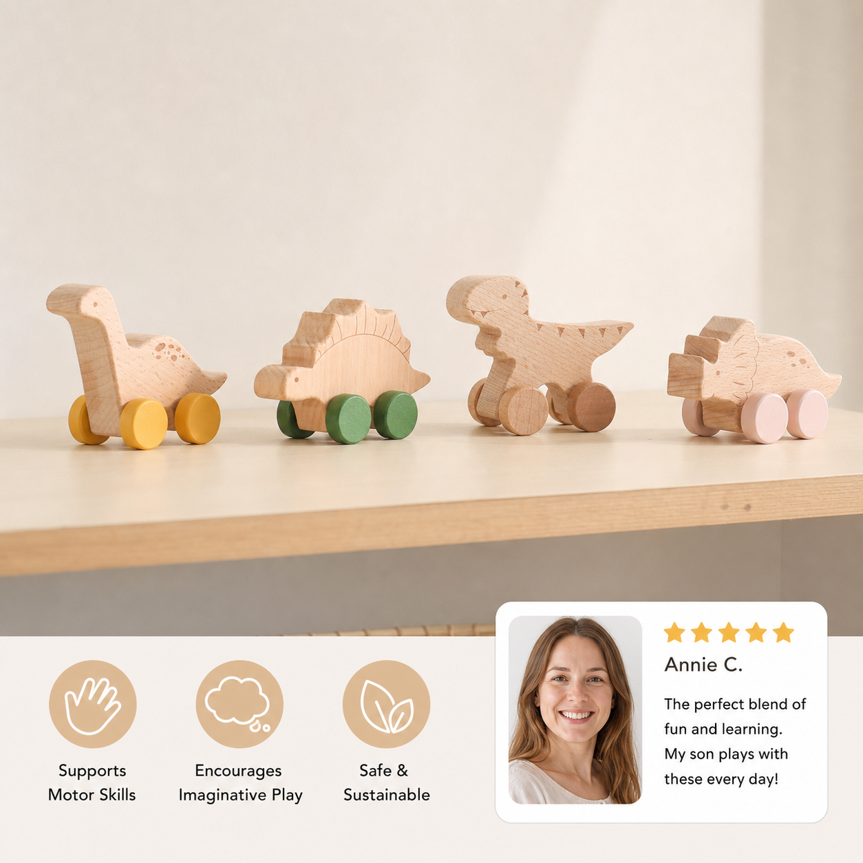 Montessori Wooden Train in Pastel Colors