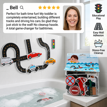 Self-adhesive Roads & Car Bath Toy