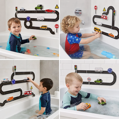 Self-adhesive Roads & Car Bath Toy