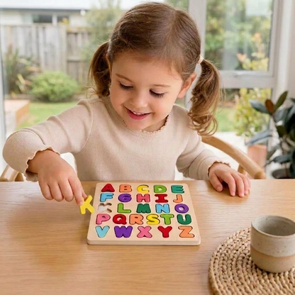 Simple Wooden Shapes, Numbers, and Letters Puzzle