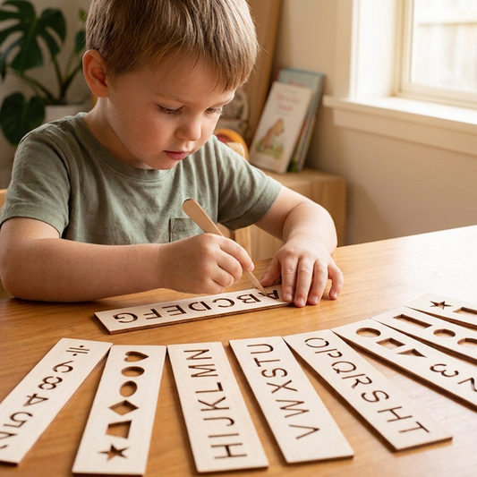 Wooden Letters and Numbers Templates for Learning to Write
