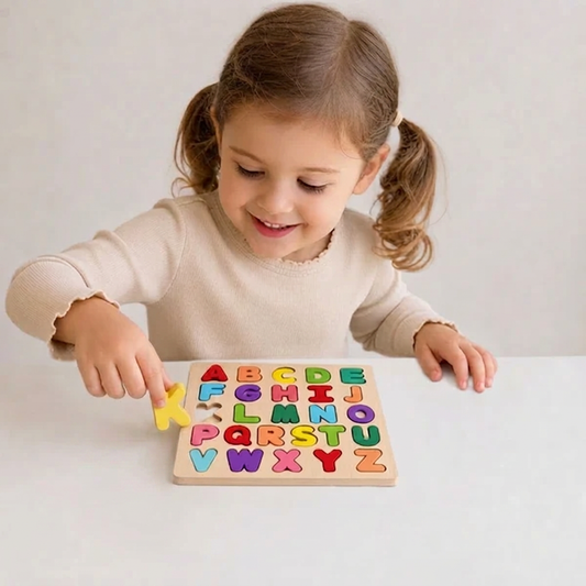 Simple Wooden Shapes, Numbers, and Letters Puzzle