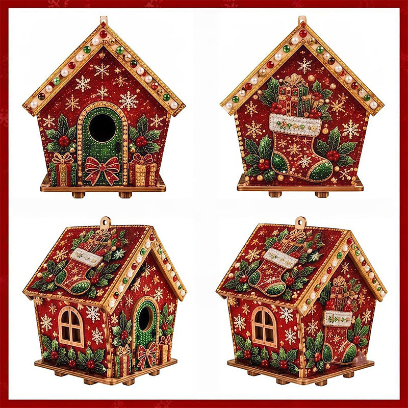 DIY 3D Wooden Gingerbread House Puzzle & Diamond Art Kit