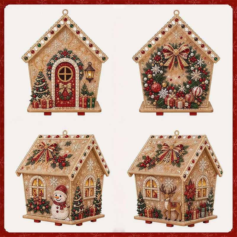 DIY 3D Wooden Gingerbread House Puzzle & Diamond Art Kit