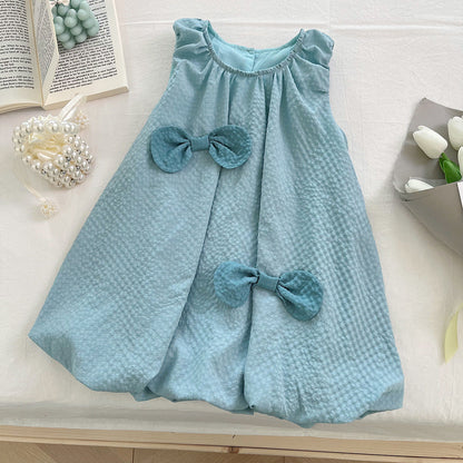Trendy Girls’ 2-Piece Outfit – Green Set with Bow Details