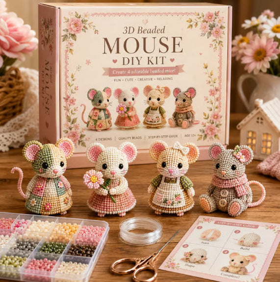 3D Beaded Animal Craft Kit – DIY Mini Bead Art Set for Beginners