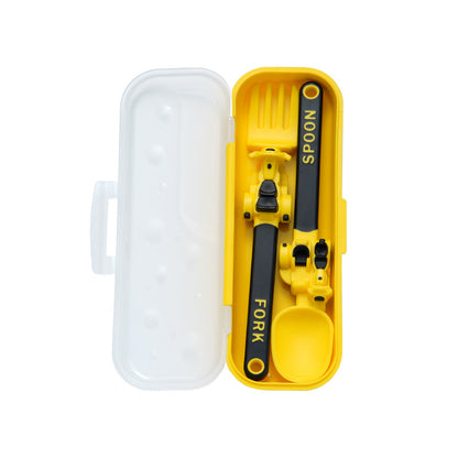 3-Piece Construction Vehicle Kids’ Utensil Set with Spoon, Fork & Travel Case