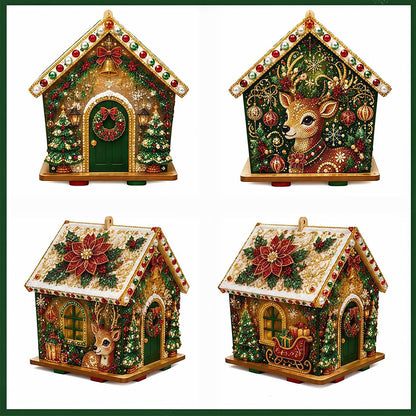 DIY 3D Wooden Gingerbread House Puzzle & Diamond Art Kit