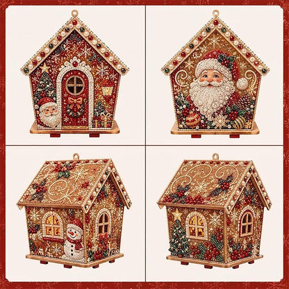 DIY 3D Wooden Gingerbread House Puzzle & Diamond Art Kit