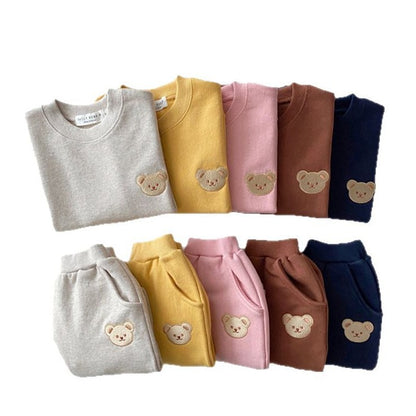 Baby Outfit with Embroidered Bear Sweatshirt & Matching Sweatpants