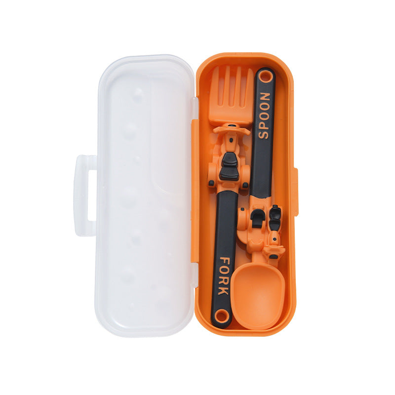 3-Piece Construction Vehicle Kids’ Utensil Set with Spoon, Fork & Travel Case