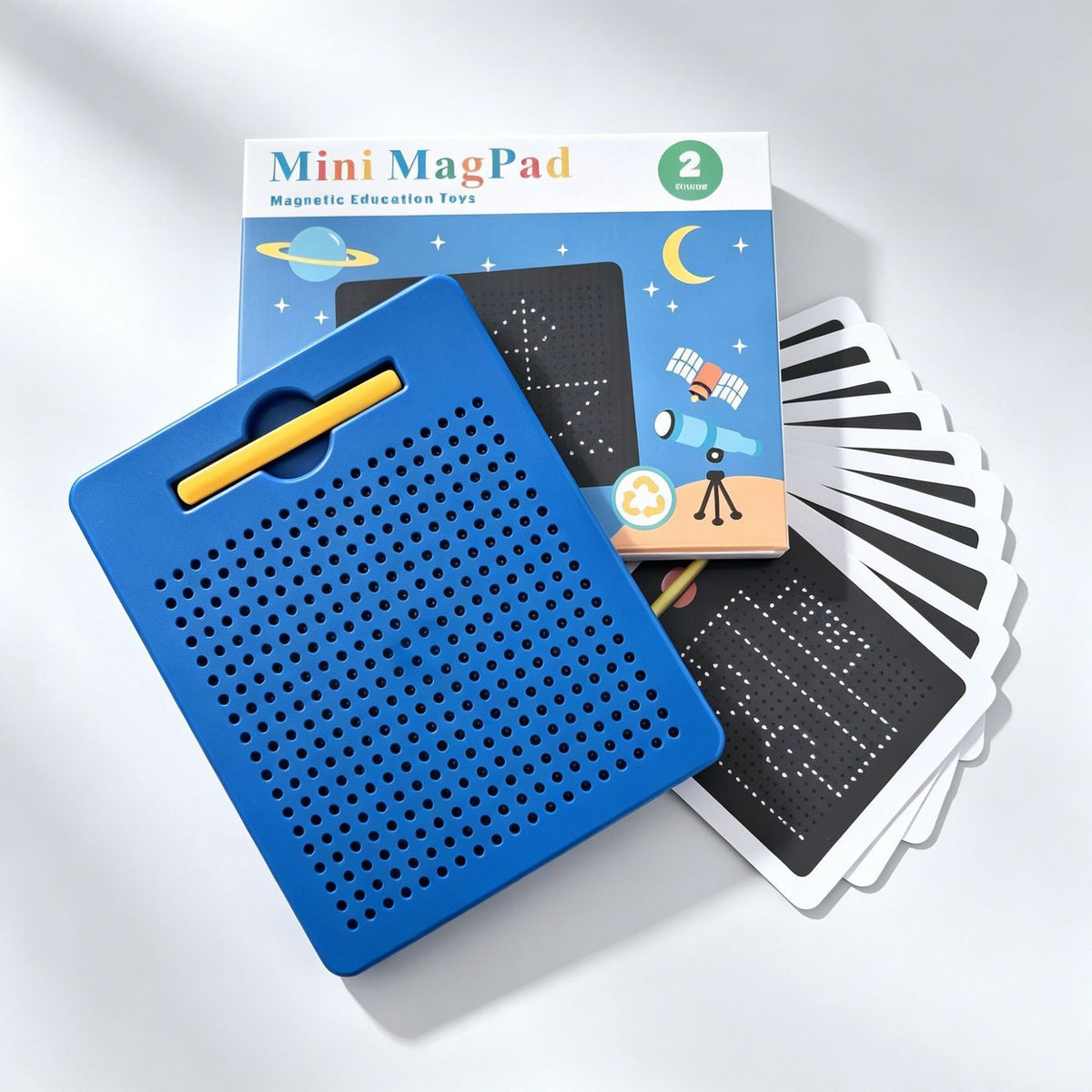 2-in-1 Magnetic Writing & Drawing Board with Snap-On Shape Tiles for Kids