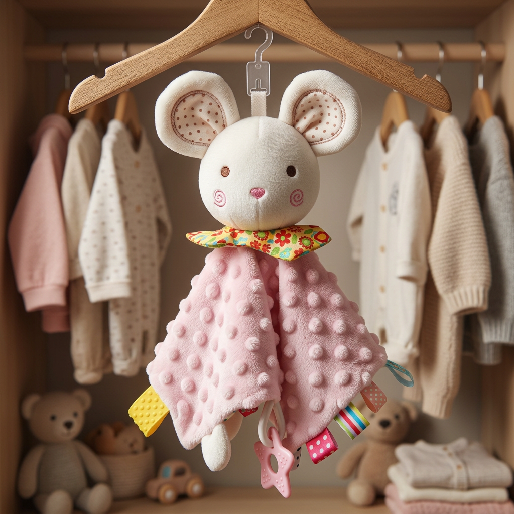 Soothing plush cuddly blanket with rattle