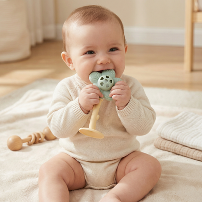 Flower Silicone Teether & Rattle – Gentle BPA-Free Teething Toy for Babies