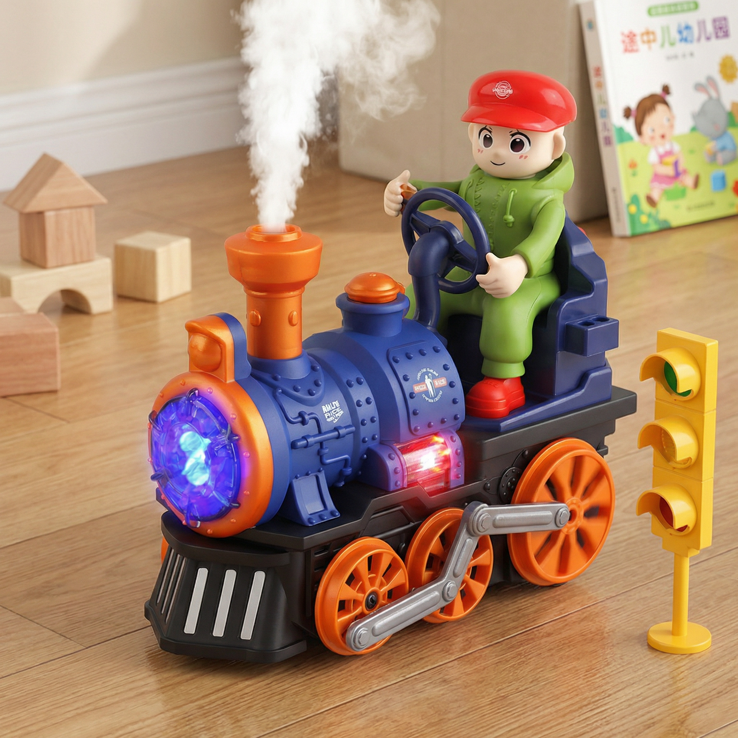 Cute Steam Train Toy with Lights, Music & Realistic Steam Effect
