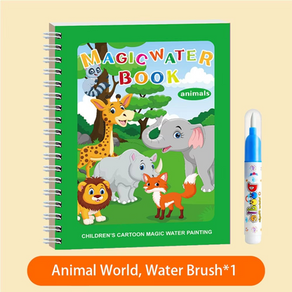 Magic Self Erasing Water Painting Book Set with Water Brush