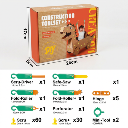 Safe 100-Piece STEM Cardboard Construction Kit with Tool Set for Kids