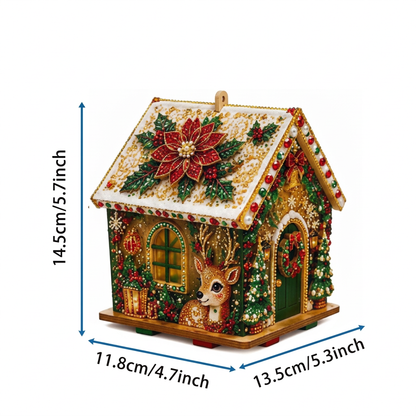 DIY 3D Wooden Gingerbread House Puzzle & Diamond Art Kit