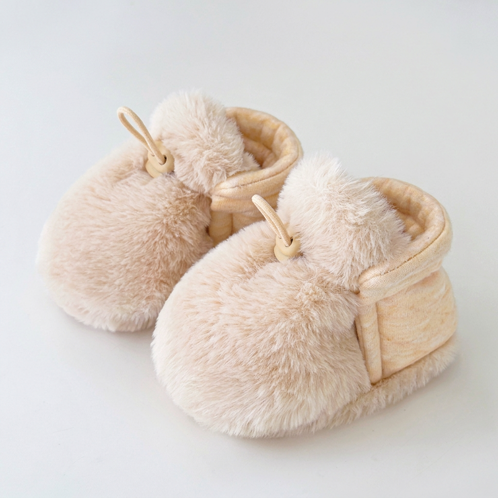 Warm & Cozy Fleece-Lined Cotton Baby Booties with Soft Soles