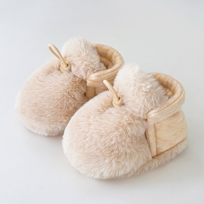 Warm & Cozy Fleece-Lined Cotton Baby Booties with Soft Soles