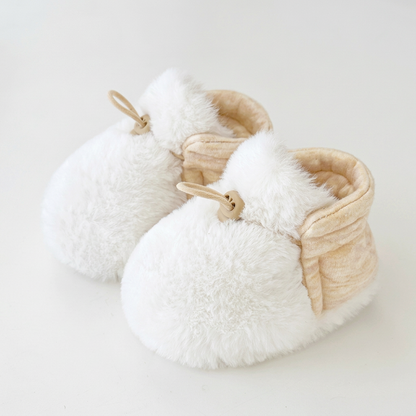 Warm & Cozy Fleece-Lined Cotton Baby Booties with Soft Soles
