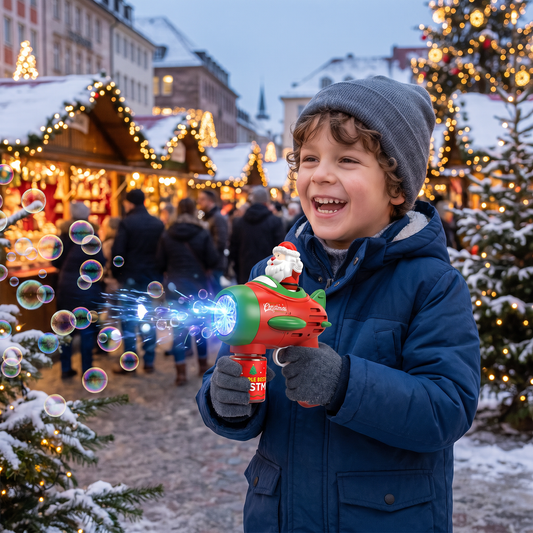 Electric Christmas Bubble Gun with Lights & Sounds for Kids