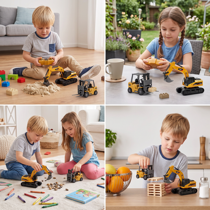 1:64 Scale RC Construction Vehicles – Forklift, Excavator, Dump Truck & Bulldozer
