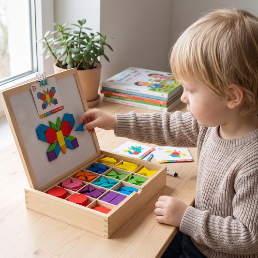 Wooden Magnetic Geometric Shape Puzzle for Kids