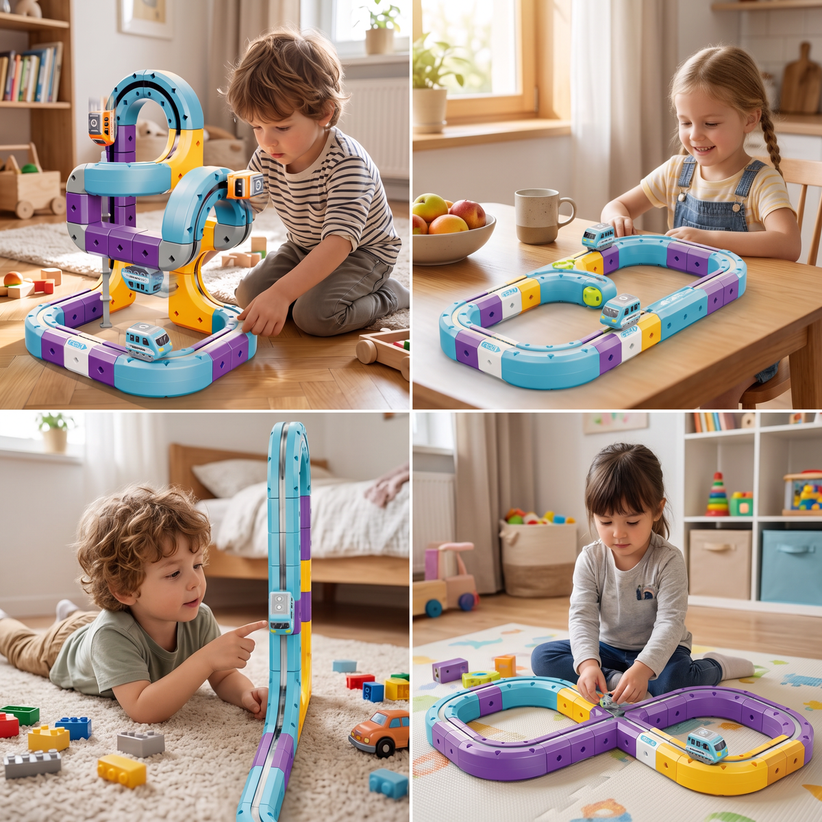 DIY Gravity Cube Track Building Kit with Electric Train