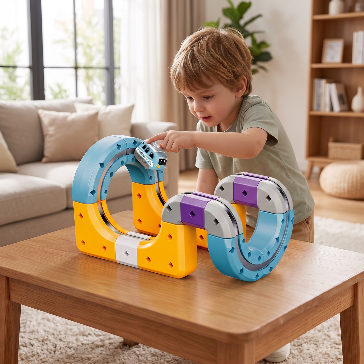 DIY Gravity Cube Track Building Kit with Electric Train