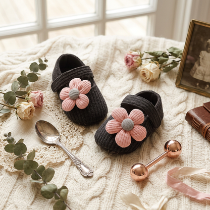 Summer baby shoes with soft soles in a floral design