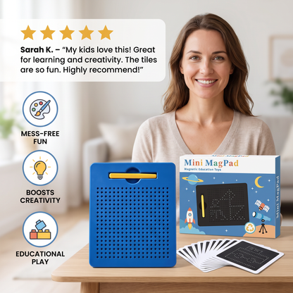 2-in-1 Magnetic Writing & Drawing Board with Snap-On Shape Tiles for Kids