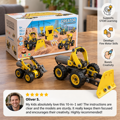 10-in-1 Creative Electric Construction Truck Building Set for Kids
