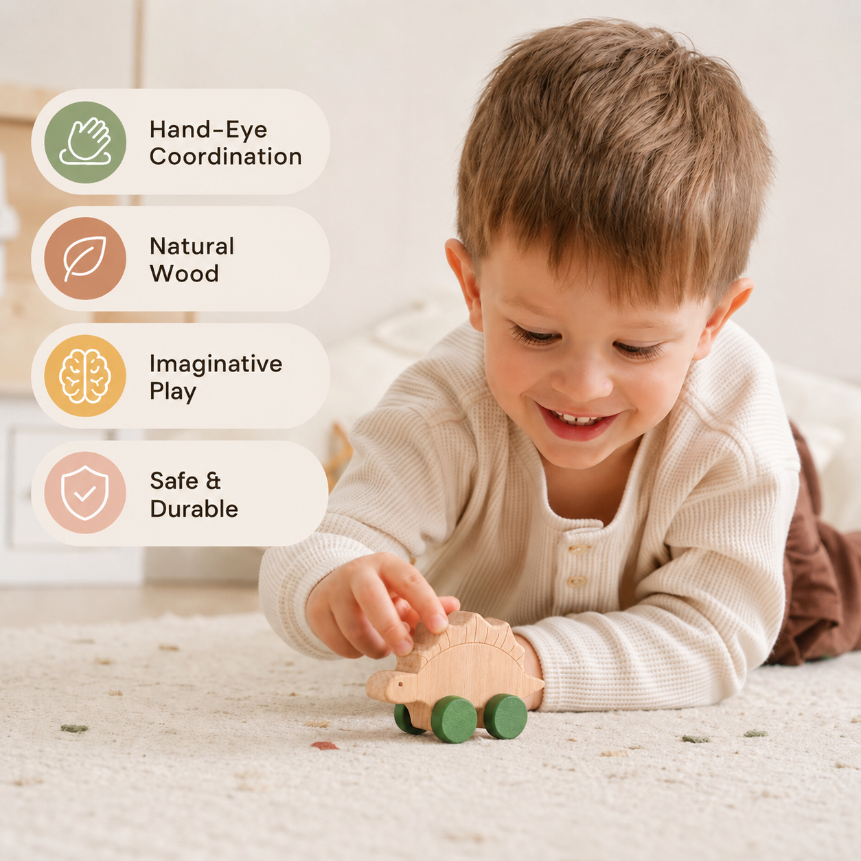 Montessori Wooden Train in Pastel Colors