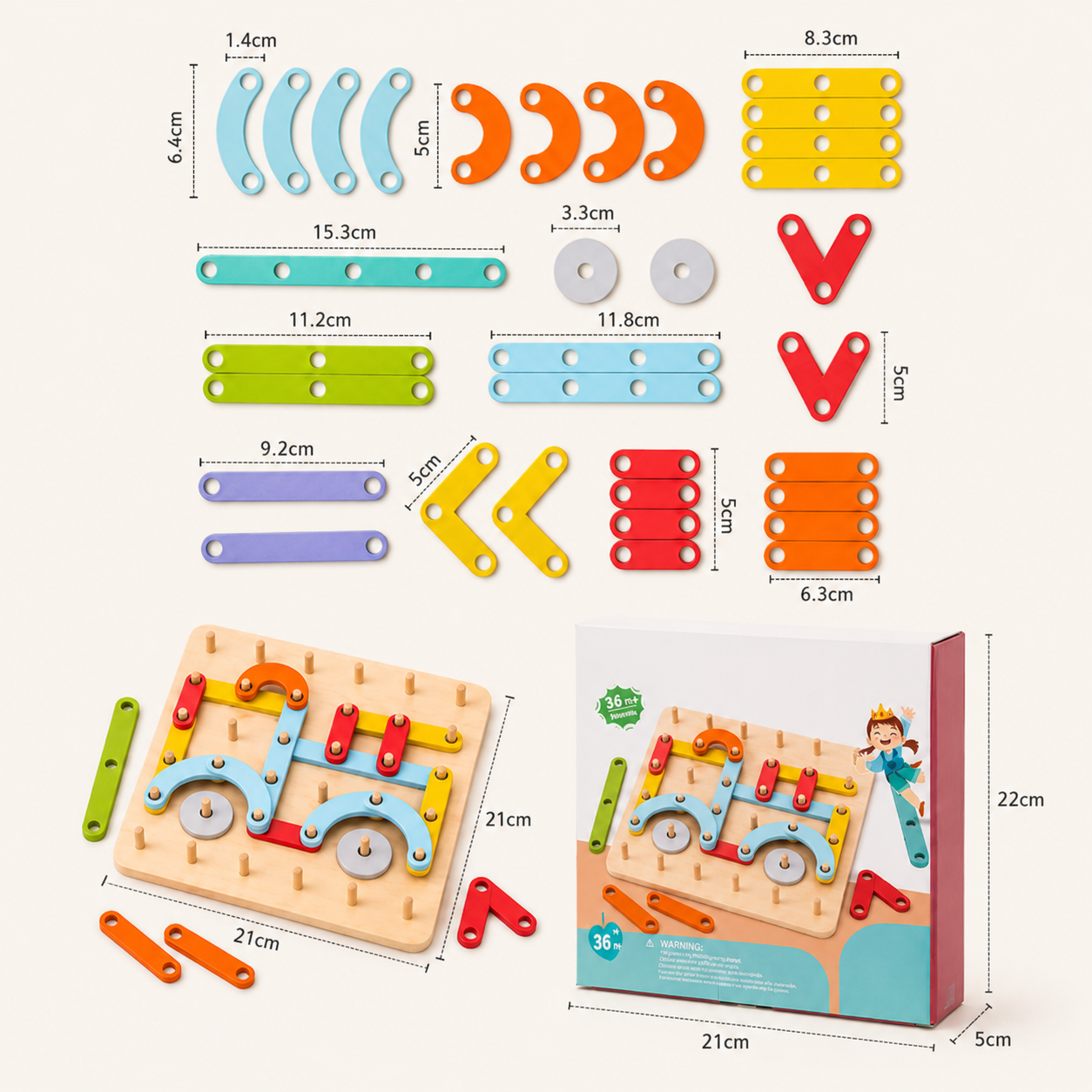 Creative Montessori wooden nail puzzle toy