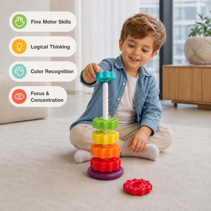 Colorful Spinning Tower – Stack and Learn with Fun