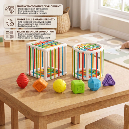 Wooden Shape Sorting Cube - Educational Toy for Kids