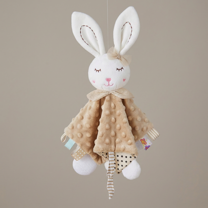 Soothing plush cuddly blanket with rattle