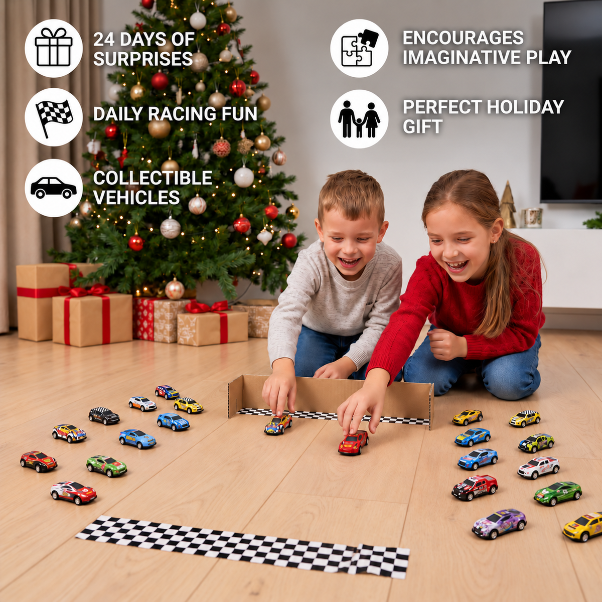 24-Day Racing Car Advent Calendar with Surprise Toy Cars