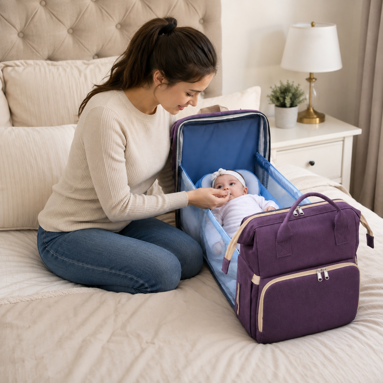 2-in-1 Backpack with Integrated Baby Bed