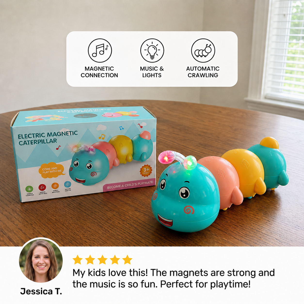 Divisible magnet crawling caterpillar children's toy