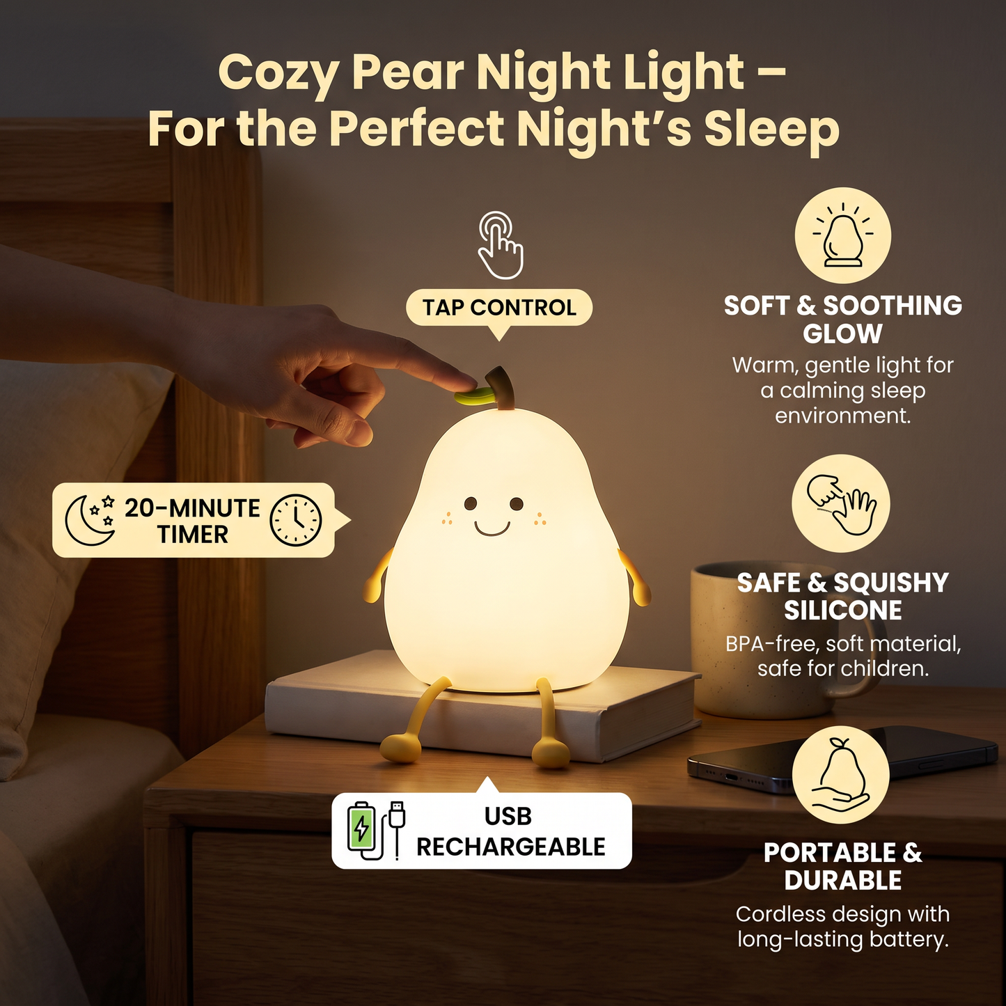 Cozy Pear Night Light – For the Perfect Night's Sleep