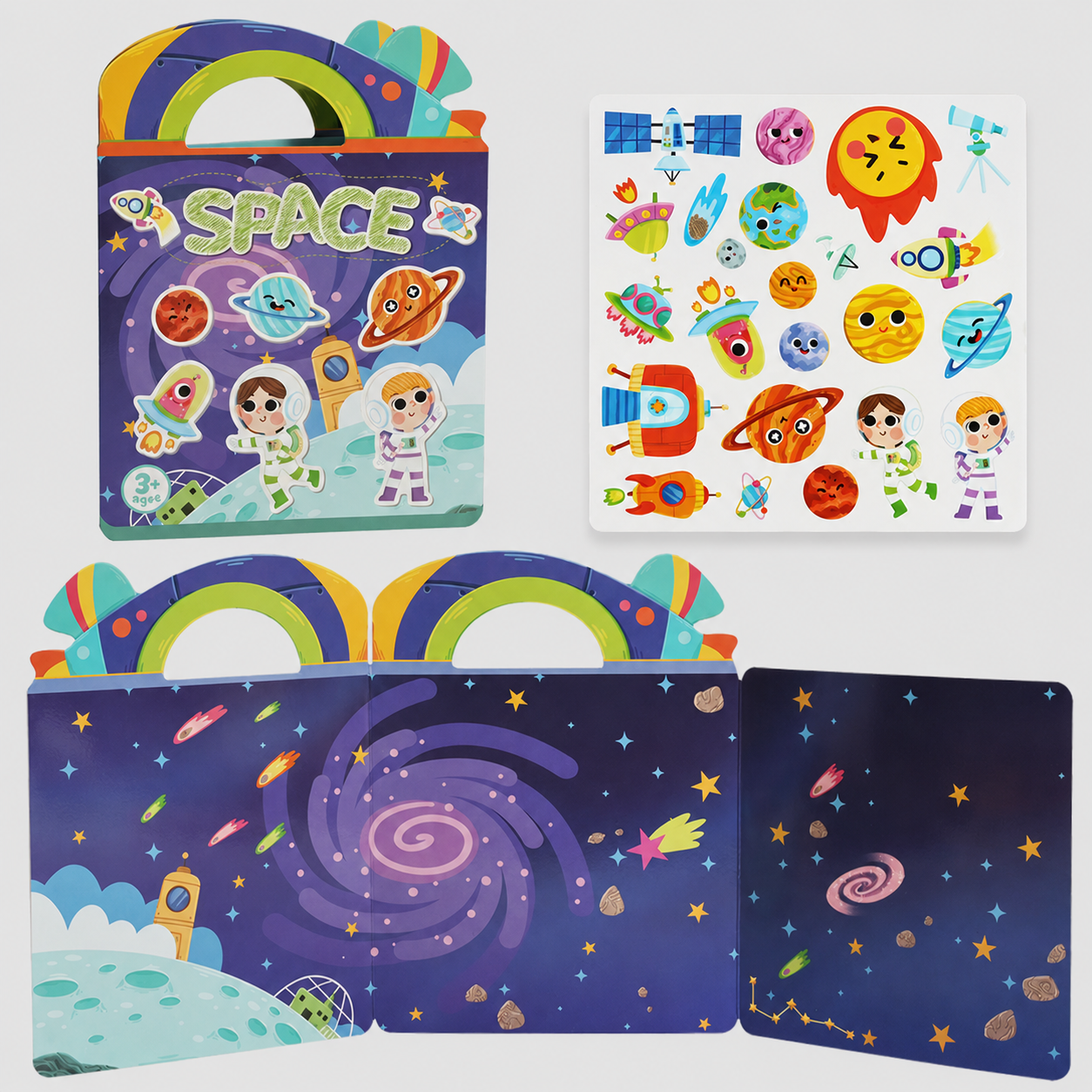 Reusable Montessori sticker books with various themes