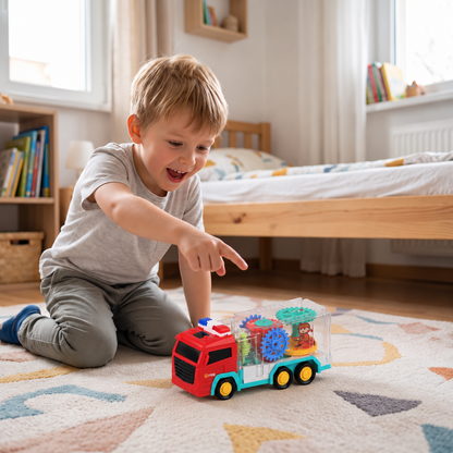Interactive Fire Truck Toy with Colorful Moving Gears