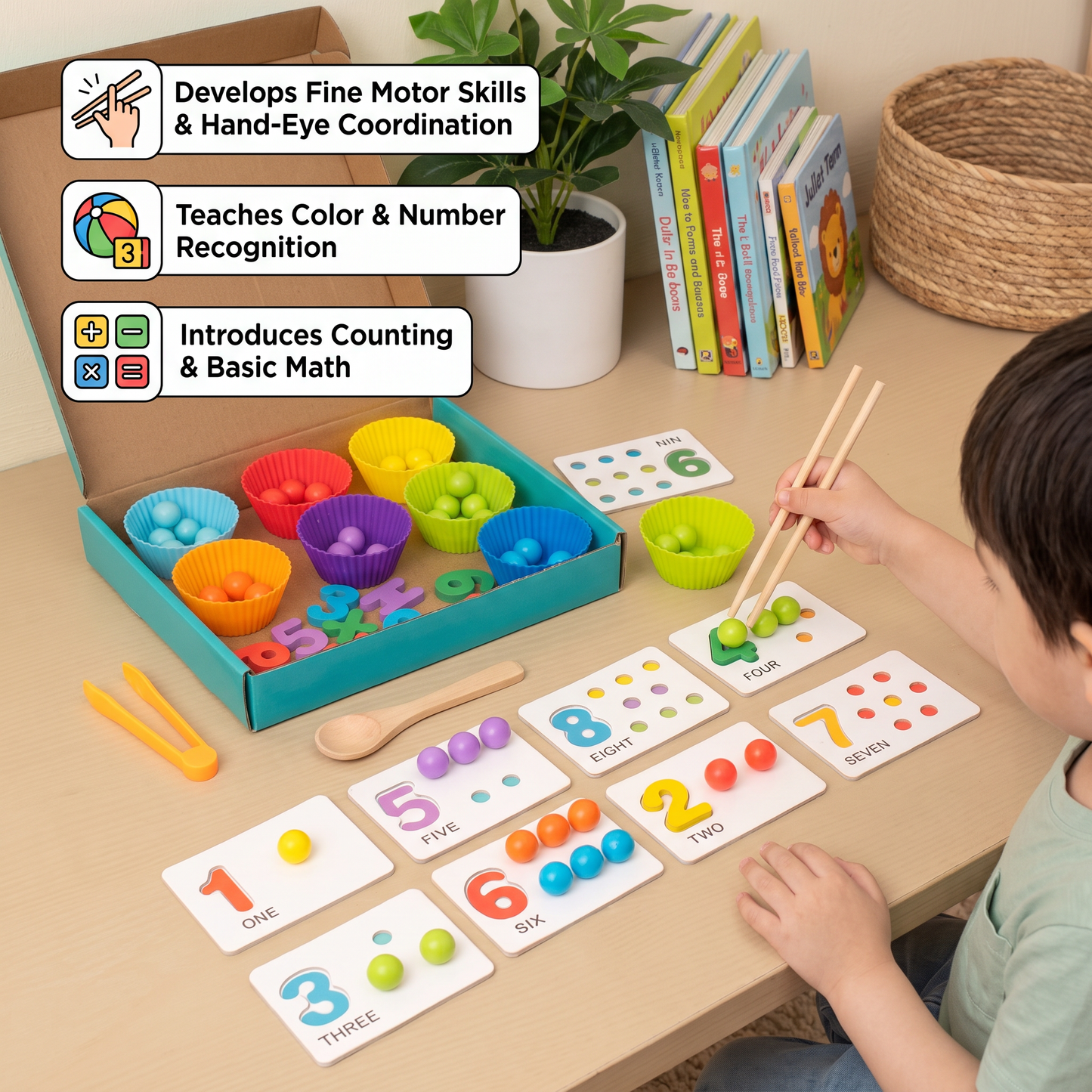 Montessori Ball Number and Colour Sorting Set for Learning to Count