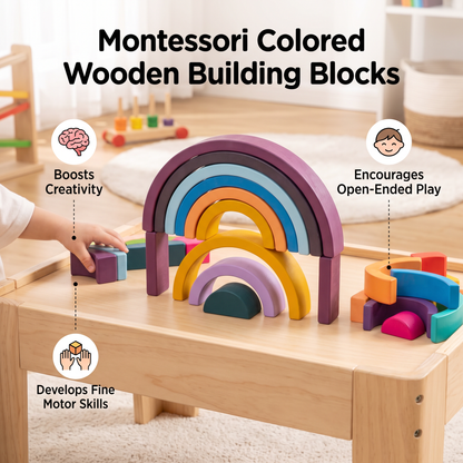 Montessori Colored Wooden Building Blocks